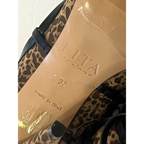 NEW Lita by Ciara Solid Square Toe Strappy Heels •37/ US 6• Pumps Cheetah Wrap - Picture 14 of 16